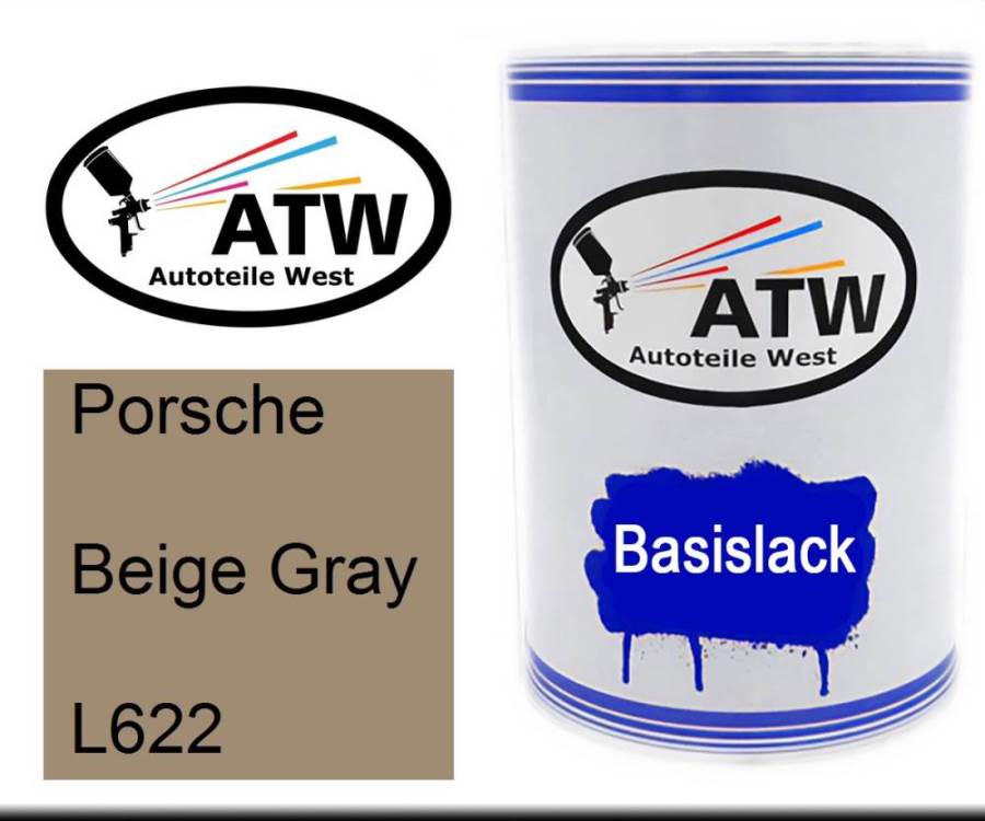 Porsche, Beige Gray, L622: 500ml Lackdose, von ATW Autoteile West.